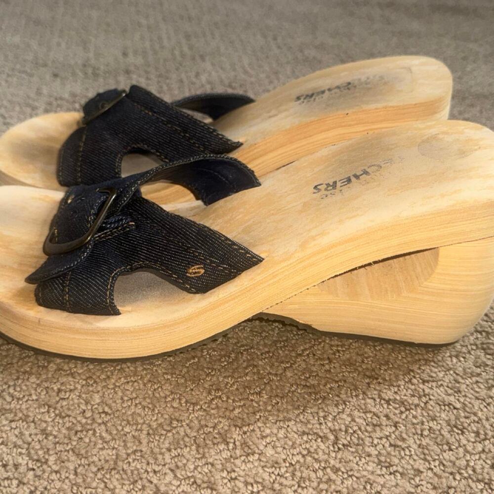 Skechers denim wedge sandals